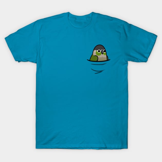 Too Many Birds! Pocket Green-Cheek Conure T-Shirt by MaddeMichael